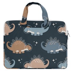 Dino Art Pattern Design Wallpaper Background Macbook Pro 16  Double Pocket Laptop Bag  by Ravend