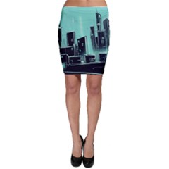 Buildings City Urban Destruction Background Bodycon Skirt by Ravend