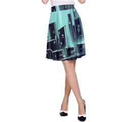 Buildings City Urban Destruction Background A-line Skirt by Ravend