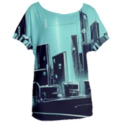 Buildings City Urban Destruction Background Women s Oversized Tee