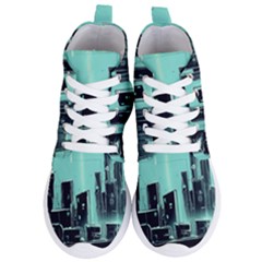 Buildings City Urban Destruction Background Women s Lightweight High Top Sneakers by Ravend