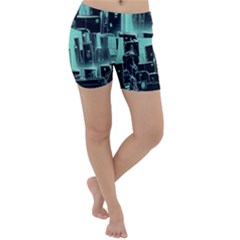 Buildings City Urban Destruction Background Lightweight Velour Yoga Shorts by Ravend