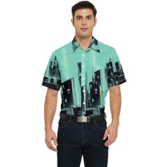 Buildings City Urban Destruction Background Men s Short Sleeve Pocket Shirt  by Ravend