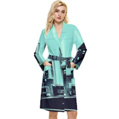 Buildings City Urban Destruction Background Long Sleeve Velvet Robe by Ravend