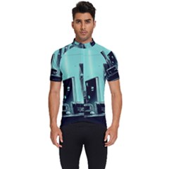 Buildings City Urban Destruction Background Men s Short Sleeve Cycling Jersey