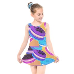 Cookies Chocolate Cookies Sweets Snacks Baked Goods Food Kids  Skater Dress Swimsuit by Ravend