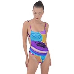 Cookies Chocolate Cookies Sweets Snacks Baked Goods Food Tie Strap One Piece Swimsuit by Ravend