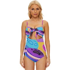 Cookies Chocolate Cookies Sweets Snacks Baked Goods Food Knot Front One-piece Swimsuit by Ravend