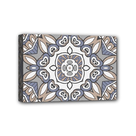 Flower Art Decorative Mandala Pattern Ornamental Mini Canvas 6  X 4  (stretched) by Ravend