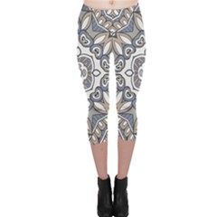 Flower Art Decorative Mandala Pattern Ornamental Capri Leggings  by Ravend