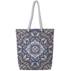 Flower Art Decorative Mandala Pattern Ornamental Full Print Rope Handle Tote (small) by Ravend