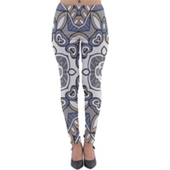 Flower Art Decorative Mandala Pattern Ornamental Lightweight Velour Leggings by Ravend