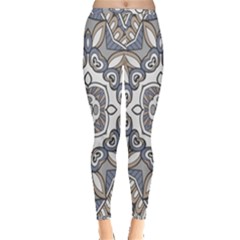 Flower Art Decorative Mandala Pattern Ornamental Inside Out Leggings by Ravend