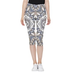 Flower Art Decorative Mandala Pattern Ornamental Inside Out Lightweight Velour Capri Leggings  by Ravend