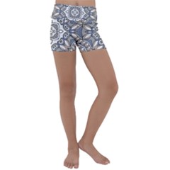 Flower Art Decorative Mandala Pattern Ornamental Kids  Lightweight Velour Yoga Shorts by Ravend