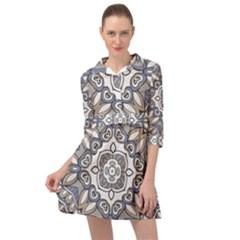 Flower Art Decorative Mandala Pattern Ornamental Mini Skater Shirt Dress by Ravend