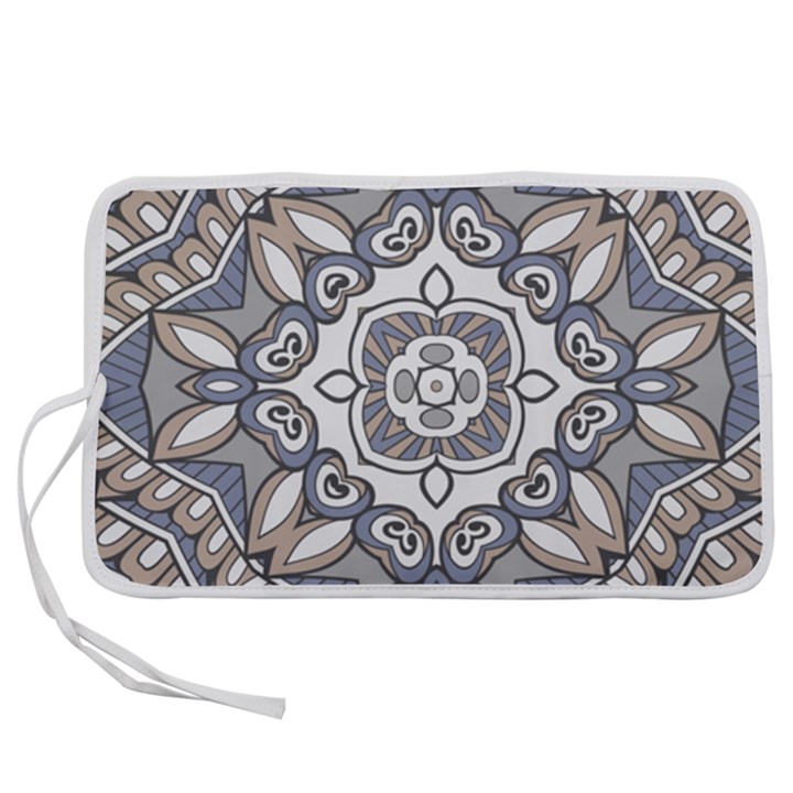 Flower Art Decorative Mandala Pattern Ornamental Pen Storage Case (L)