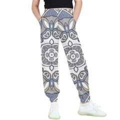 Flower Art Decorative Mandala Pattern Ornamental Kids  Elastic Waist Pants by Ravend