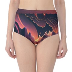 Fire Flame Burn Hot Heat Light Burning Orange Classic High-waist Bikini Bottoms by Ravend