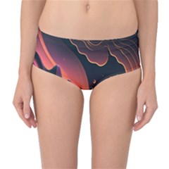 Fire Flame Burn Hot Heat Light Burning Orange Mid-waist Bikini Bottoms by Ravend