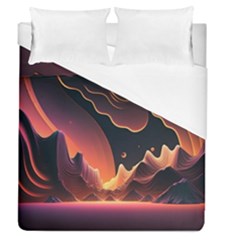 Fire Flame Burn Hot Heat Light Burning Orange Duvet Cover (queen Size)