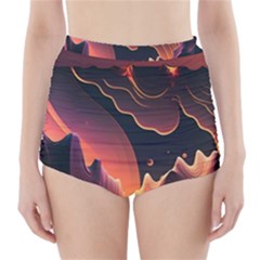 Fire Flame Burn Hot Heat Light Burning Orange High-waisted Bikini Bottoms by Ravend