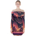 Fire Flame Burn Hot Heat Light Burning Orange Long Sleeve Off Shoulder Dress View1