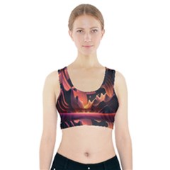 Fire Flame Burn Hot Heat Light Burning Orange Sports Bra With Pocket by Ravend