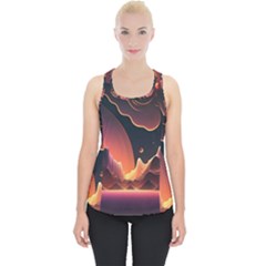 Fire Flame Burn Hot Heat Light Burning Orange Piece Up Tank Top by Ravend