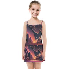 Fire Flame Burn Hot Heat Light Burning Orange Kids  Summer Sun Dress by Ravend