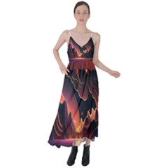 Fire Flame Burn Hot Heat Light Burning Orange Tie Back Maxi Dress by Ravend