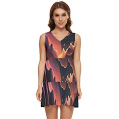 Fire Flame Burn Hot Heat Light Burning Orange Tiered Sleeveless Mini Dress by Ravend