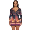 Fire Flame Burn Hot Heat Light Burning Orange Long Sleeve Boyleg Swimsuit View1