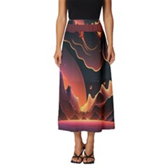 Fire Flame Burn Hot Heat Light Burning Orange Classic Midi Chiffon Skirt by Ravend