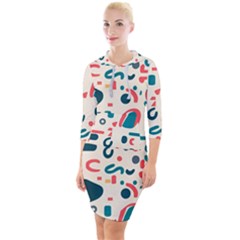 Shapes Pattern  Quarter Sleeve Hood Bodycon Dress by Sobalvarro