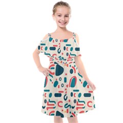 Shapes Pattern  Kids  Cut Out Shoulders Chiffon Dress by Sobalvarro