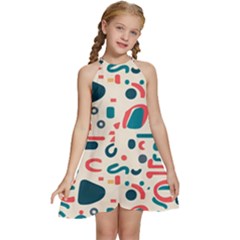 Shapes Pattern  Kids  Halter Collar Waist Tie Chiffon Dress by Sobalvarro