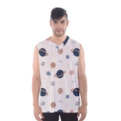 Space Planets Art Pattern Design Wallpaper Men s Basketball Tank Top by Ravend