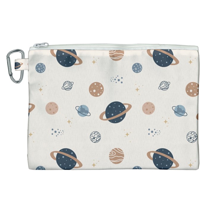 Space Planets Art Pattern Design Wallpaper Canvas Cosmetic Bag (XL)