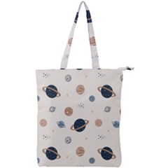 Space Planets Art Pattern Design Wallpaper Double Zip Up Tote Bag by Ravend