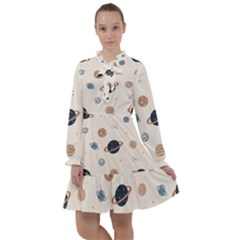 Space Planets Art Pattern Design Wallpaper All Frills Chiffon Dress by Ravend