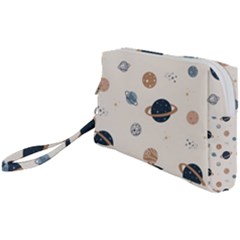 Space Planets Art Pattern Design Wallpaper Wristlet Pouch Bag (small) by Ravend