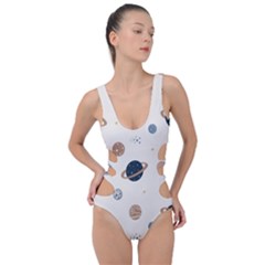 Space Planets Art Pattern Design Wallpaper Side Cut Out Swimsuit by Ravend