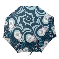 Flowers Pattern Floral Ocean Abstract Digital Art Folding Umbrellas by Ravend