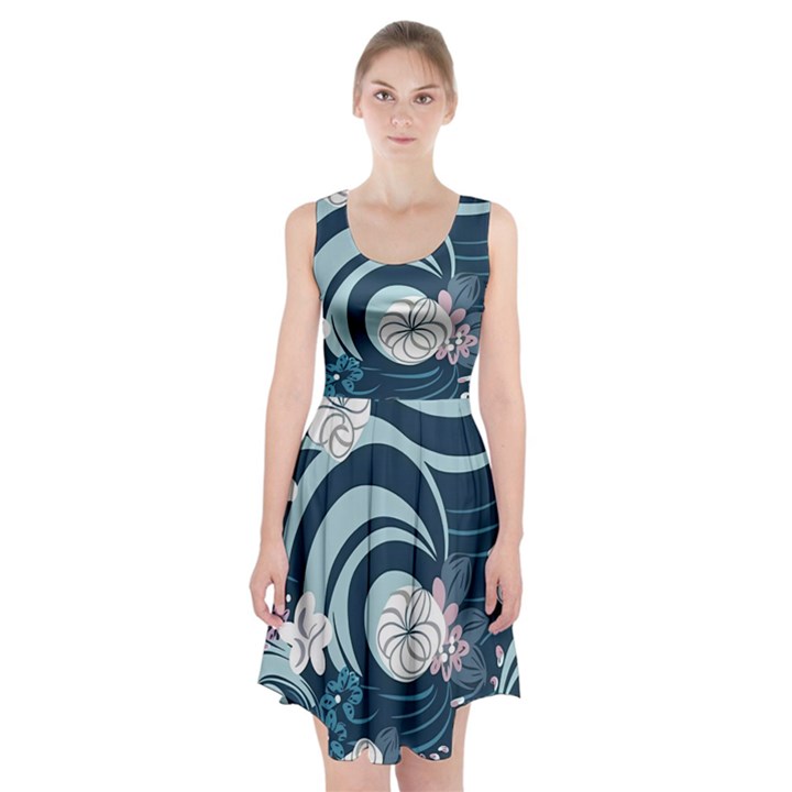 Flowers Pattern Floral Ocean Abstract Digital Art Racerback Midi Dress