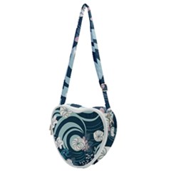 Flowers Pattern Floral Ocean Abstract Digital Art Heart Shoulder Bag by Ravend