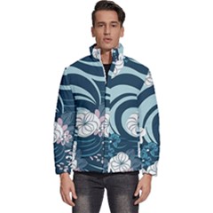 Flowers Pattern Floral Ocean Abstract Digital Art Men s Puffer Bubble Jacket Coat by Ravend