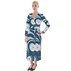 Flowers Pattern Floral Ocean Abstract Digital Art Velvet Maxi Wrap Dress by Ravend