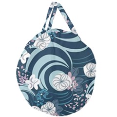 Flowers Pattern Floral Ocean Abstract Digital Art Giant Round Zipper Tote by Ravend