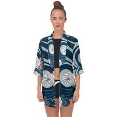 Flowers Pattern Floral Ocean Abstract Digital Art Open Front Chiffon Kimono by Ravend